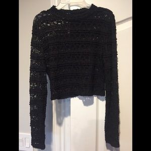 Black lace crop top